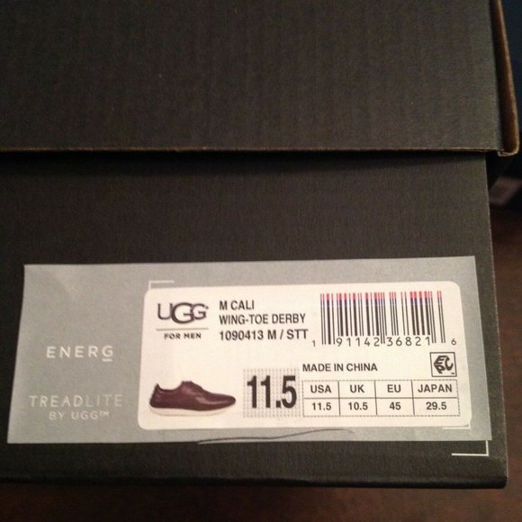UGG Men's Cali Wing Toe Derby Dark Brown Leather casual shoes 11.5M - New in Box - Picture 7 of 8